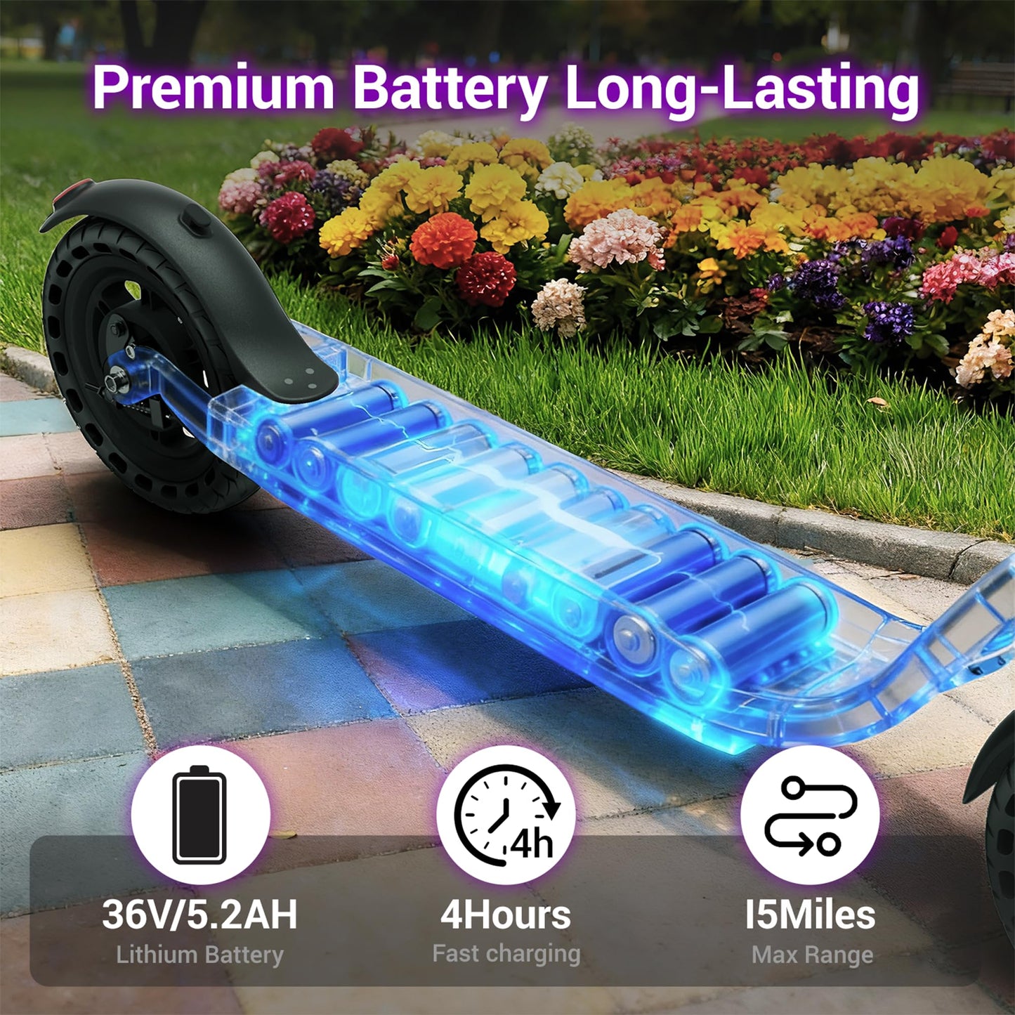 Electric Scooter Adults, 8.5" Foldable Solid Tires E Scooter for Adults, 19 Mph, 350W Motor, Kick Scooters Max 16 Miles Long Range for Commuting, Electric Scooter with Dual Braking System, APP Control