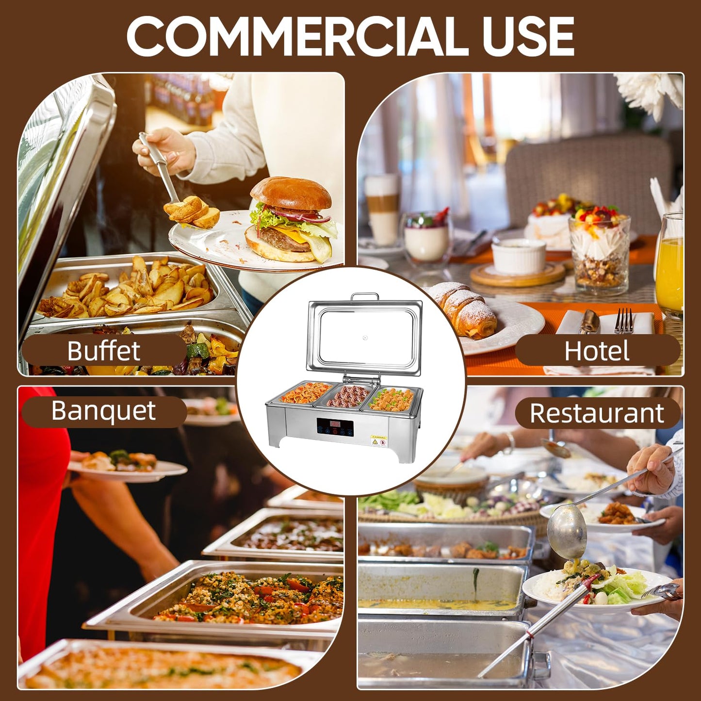 Electric Chafing Dishes Buffet Set: Stainless Steel Chaffing Server Chafer with Temperature Control (Third Size)