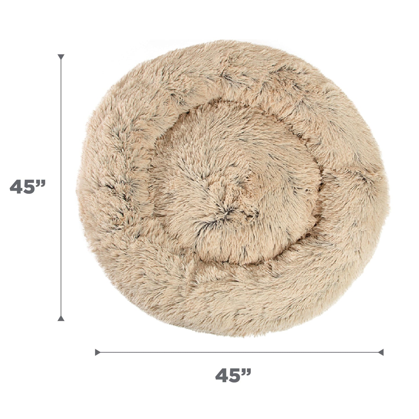 Best Friends by Sheri The Original Calming Donut Dog Bed – Washable Plush Pet Bed for XL Breeds up to 150 lbs, Shag Faux Fur, Taupe, XL (45" x 45")