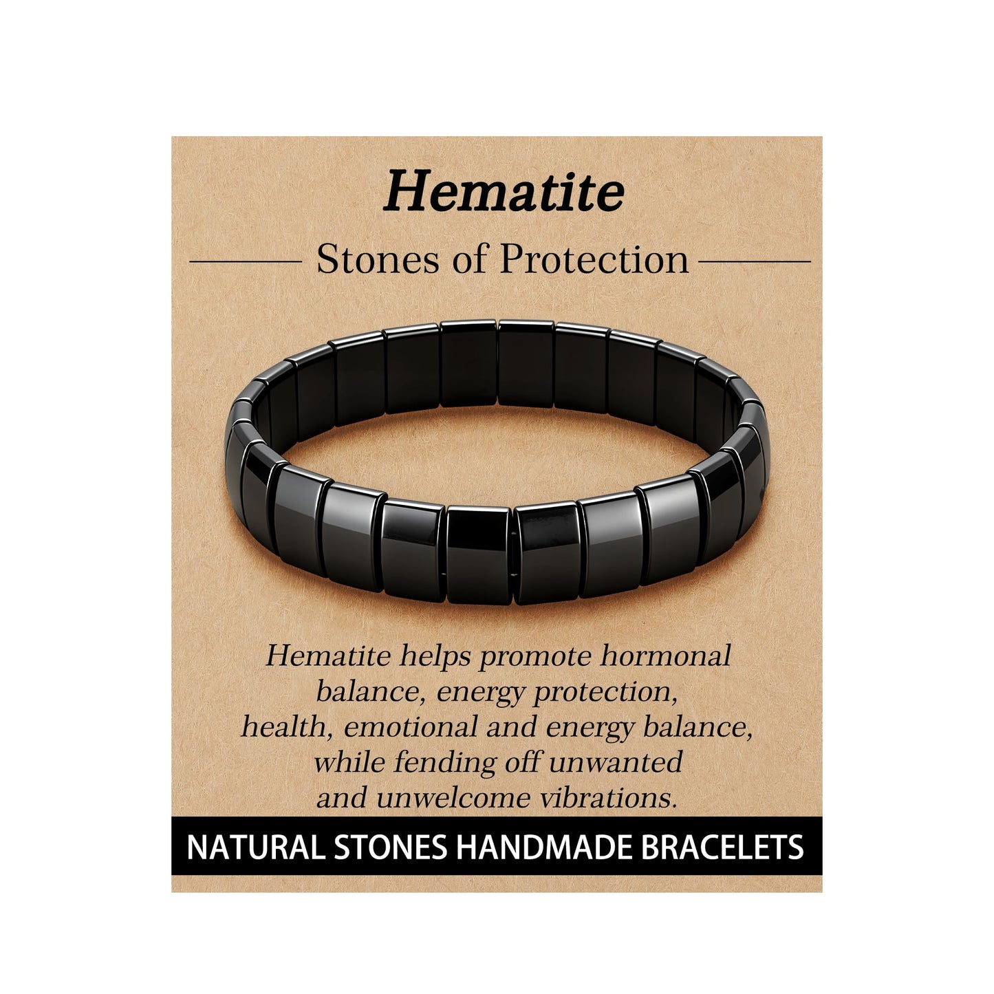 HEYOLL Hematite Bracelet Men Natural Stones Handmade Bracelets Hematite Stone Healing Bracelet, Mens Bracelet Gifts for Husband Brithday Valentines Day Gifts for Men