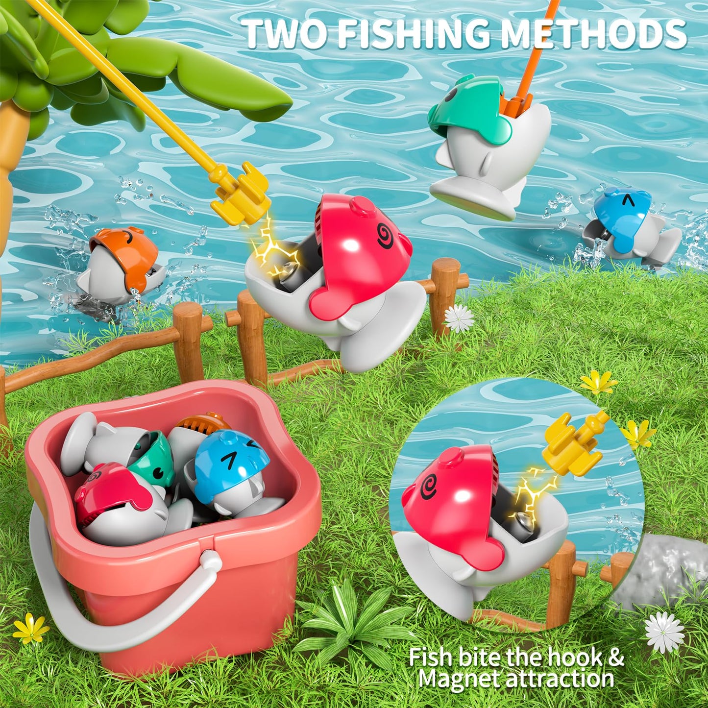 WATUDOU Magnetic Fishing Game for Kids Toddlers 3-5, 70 pcs Fishing Toys for Kids Toddlers 3-5, Table Toys Board Game Birthday Gifts for 3 4 5 6 7 8 Years Old Kid Toddler