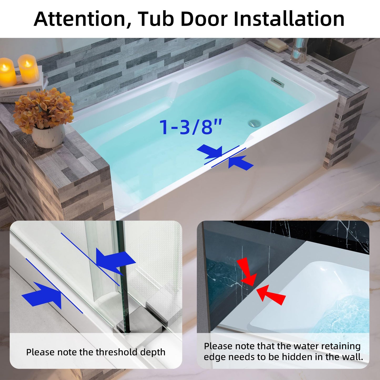 WOODBRIDGE 60" Acrylic Rectangular Alcove Soaking Bathtub in White with Right Drain, Brushed Nickel Pop-Up Drain Included BA6030R