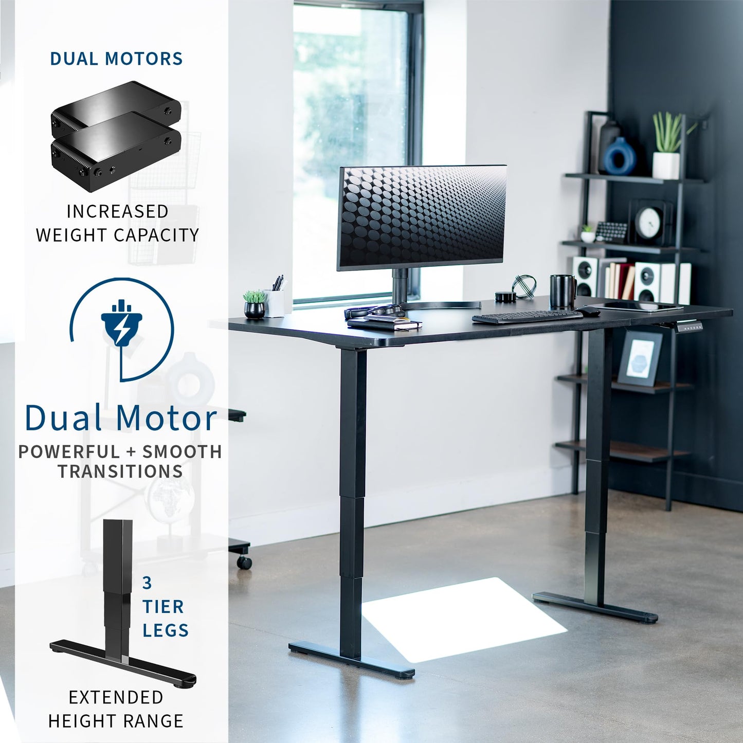 VIVO Electric 71 x 36 in Dual Motor Sit Stand Desk, Memory Height Adjustment, 2B Series, Black Top Black Frame, DESK-KIT-2B7B-36