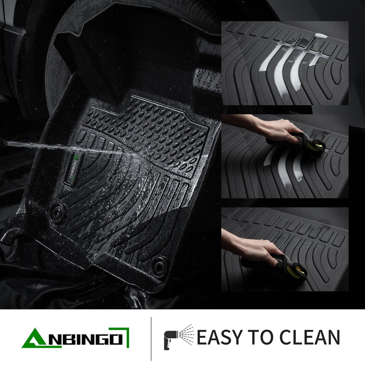 ANBINGO® Floor Mats & Cargo Liner for 2025 2026 CX-50 Hybrid/All Weather TPE Mazda CX50 Floor Liners / 1st & 2nd Row Custom Mats Full Set / CX50 Accessories - Black