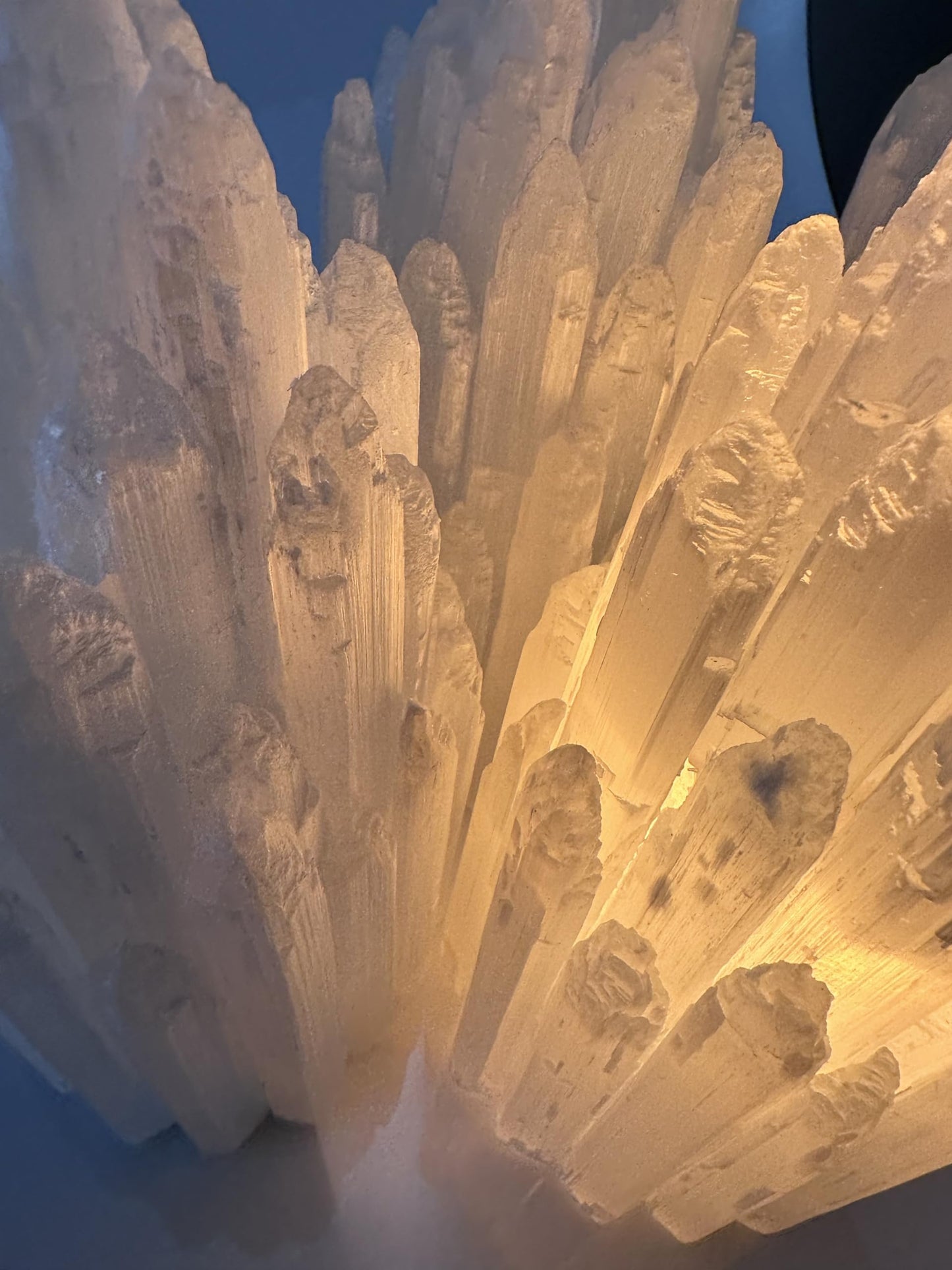 Handcrafted Selenite Lamp Carved, Selenite Tower,Unique Bedside Lamp Night Light, Happy Light,Salt Lamp,Dimmable Unique Table Lamps for Bedroom,White