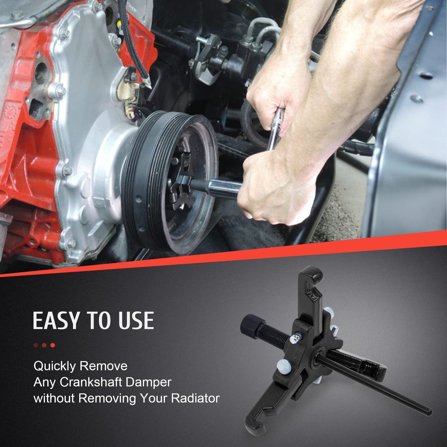 Orion Motor Tech Harmonic Balancer Puller Kit, Adjustable 3-Jaw Puller Set for Removing Harmonic Dampers & Balancers, 3-Jaw Pulley Puller Set Compatible with Chevy GM Chrysler Cadillac Ford More