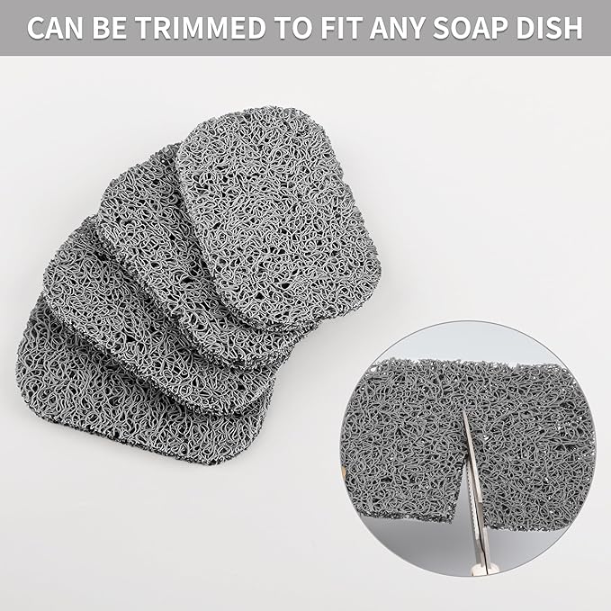 Yadream 4 Pack Gray BPA-Free Soap Savers Pads, Non-Slip Soap Holder, Self-Draining Soap Bars Holder, Suitable for Kitchen Bathroom Shower Travel Hotel