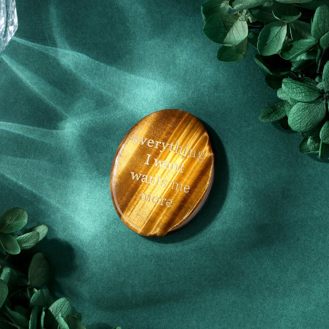 DUQGUHO Tigers Eye Crystal Encouragement Gifts for Women Everything I Want Wants Me More Inspirational Positive Anxiety Relief Items Pocket Hug Stones Emotional Calming Sobriety Gifts for Women Men