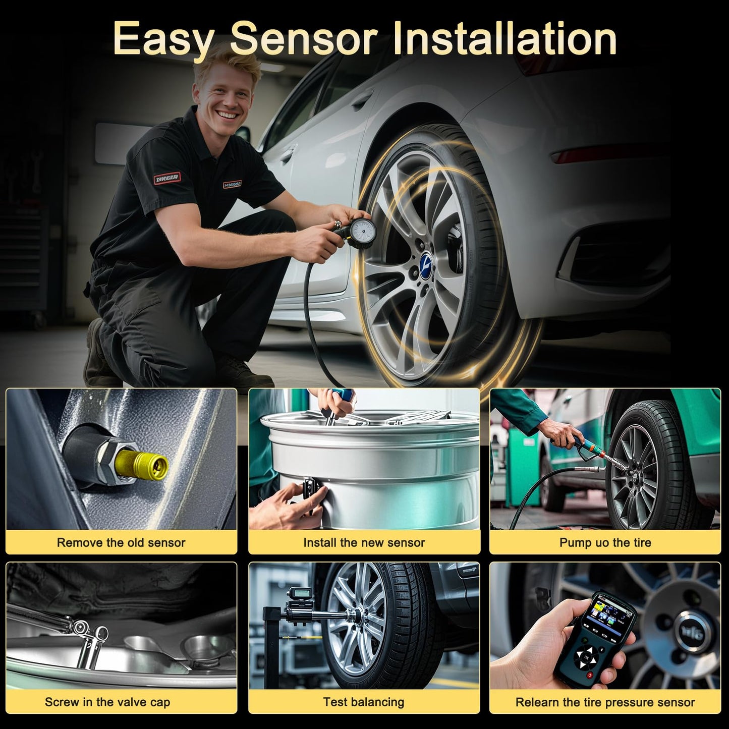 PUMBOAT TPMS 433Mhz GM Tire Pressure Monitoring Sensor Fit for:-Chevy Silverado 1500 2500 3500（19-22）|Traverse（16-22）|Blazer（19-22）|-GMC Sierra 1500（19-20）|Sierra HD（19-22）|OE#13598773 Kit (4 PCS)