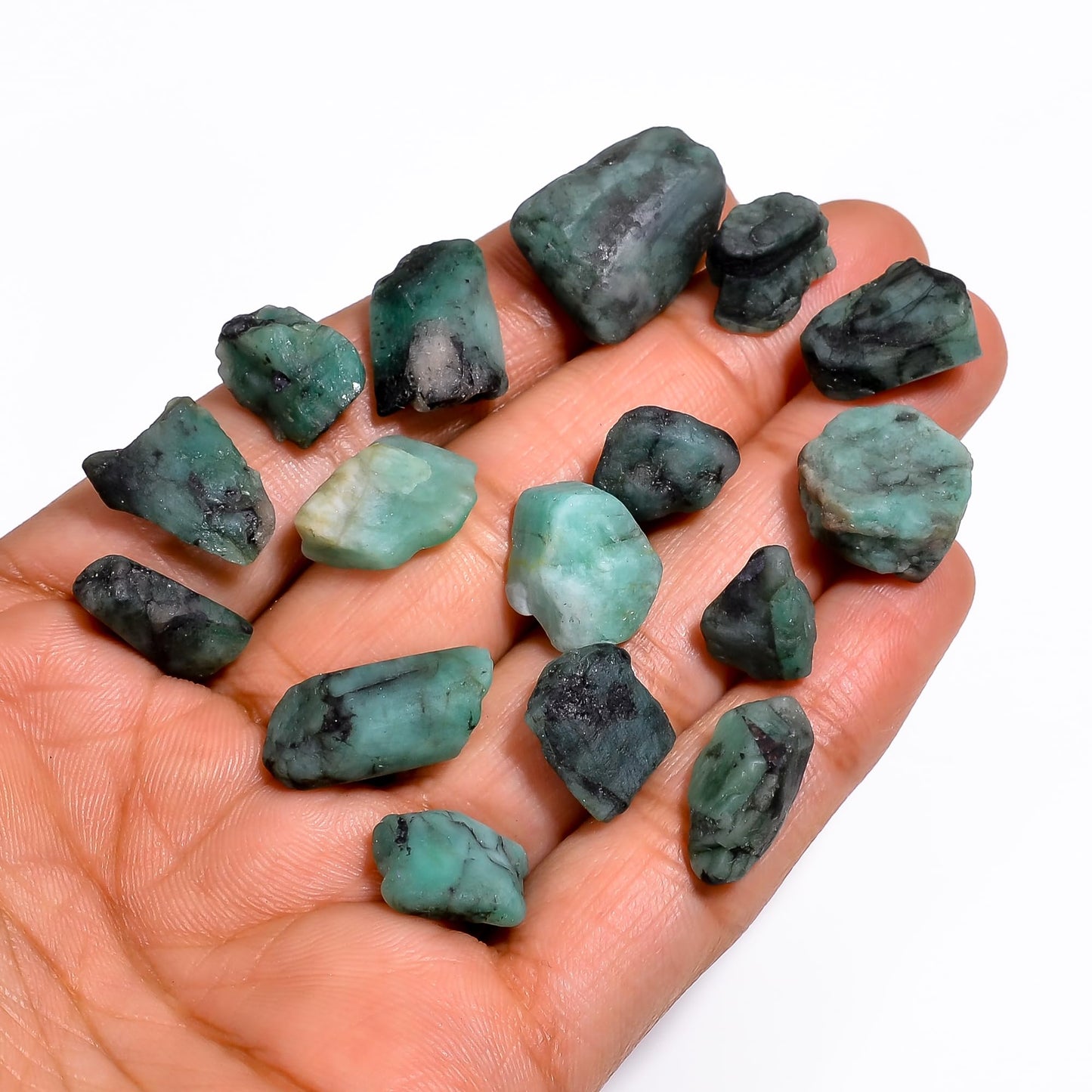 GEMKORA 50 carats Raw Green Emerald Stone Lot, Rough Gemstone, Natural Crystals, Chakra Crystals, Healing Stones, Wholesale Pack, Jewelry Making Supply, Supply, (6 to 8pcs)