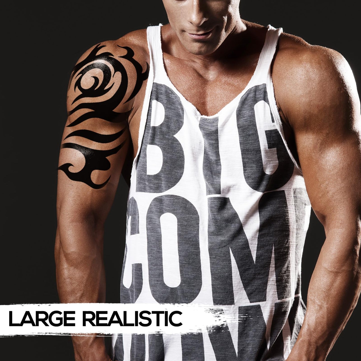 6-Sheet Large Temporary Tattoos for Men Adults Women – Waterproof Fake Tattoos with Chest Arm Shoulder Tribal Designs – Realistic Big Body Art for Parties and Cosplay
