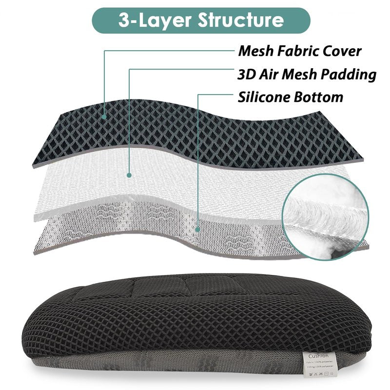 AEROiVi 17.7" L × 16.9" W × 3" H,Car Booster Seat Cushion Raise The Height for Short People Driving, Breathable 3D Air Mesh, 3 Inch Booster Seat, Non-Slip Bottom, Car Seat Pad with Truck,Cars,SUVs