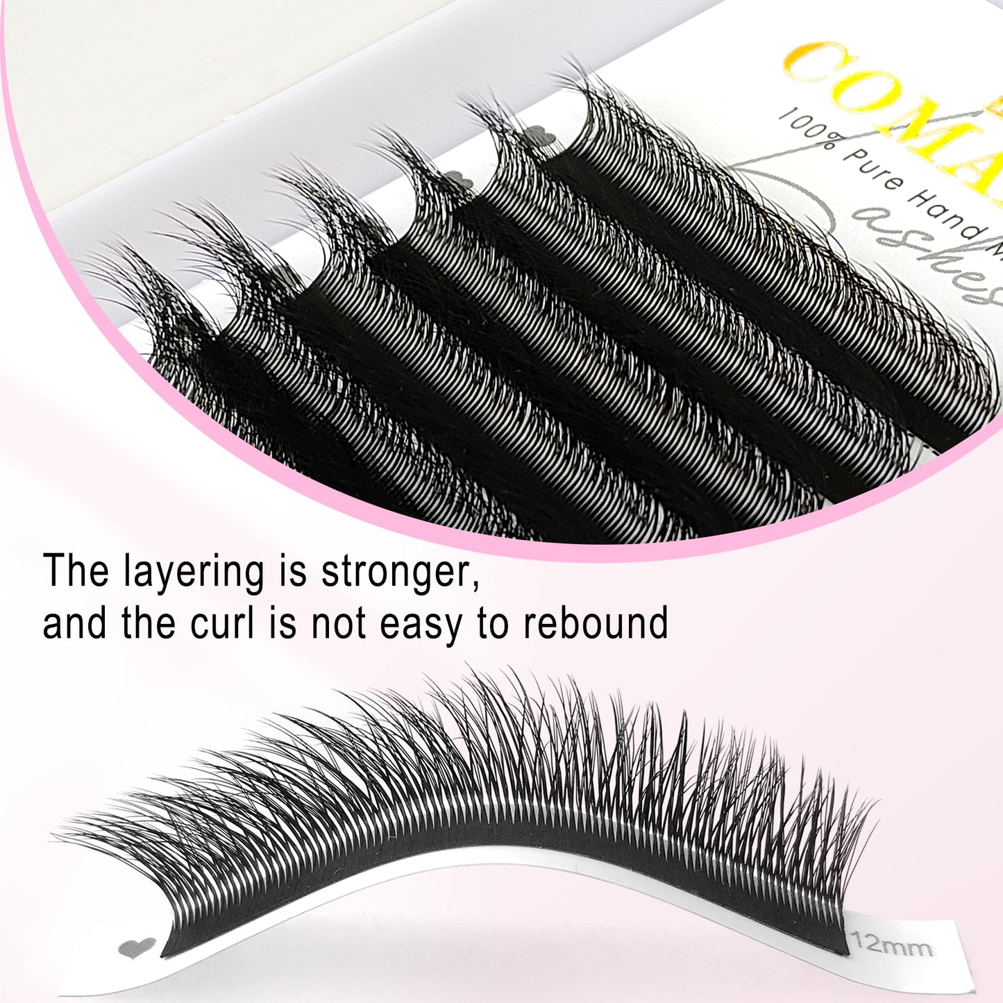 CoMango Fox Eyelashes Extension Flying YY Lashes 5D Mutil-layer Y Shaped Lash Mink Premade Lash Fans C/D Curly Foxy YY Lashes Natural Fluffy Handmade Individual Eyelash Fans(Black,5D-C-11mm)