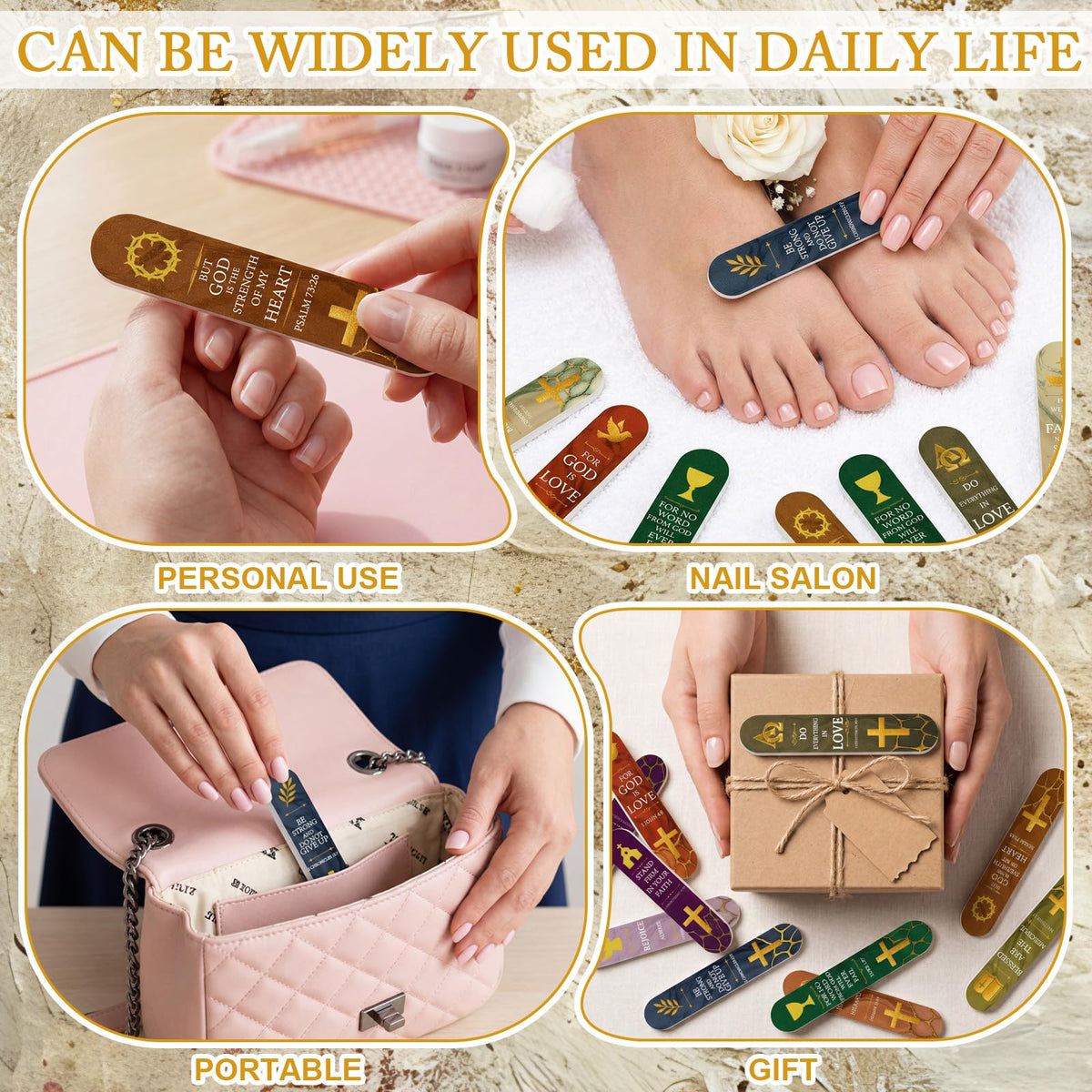 Lanties 50 Pcs Christian Father's Day Gifts Bulk Religious First Communion Gifts for Men Cross Bible Verses Nail File Inspirational Emery Board Nail Files for Church Employee Staff Coworker