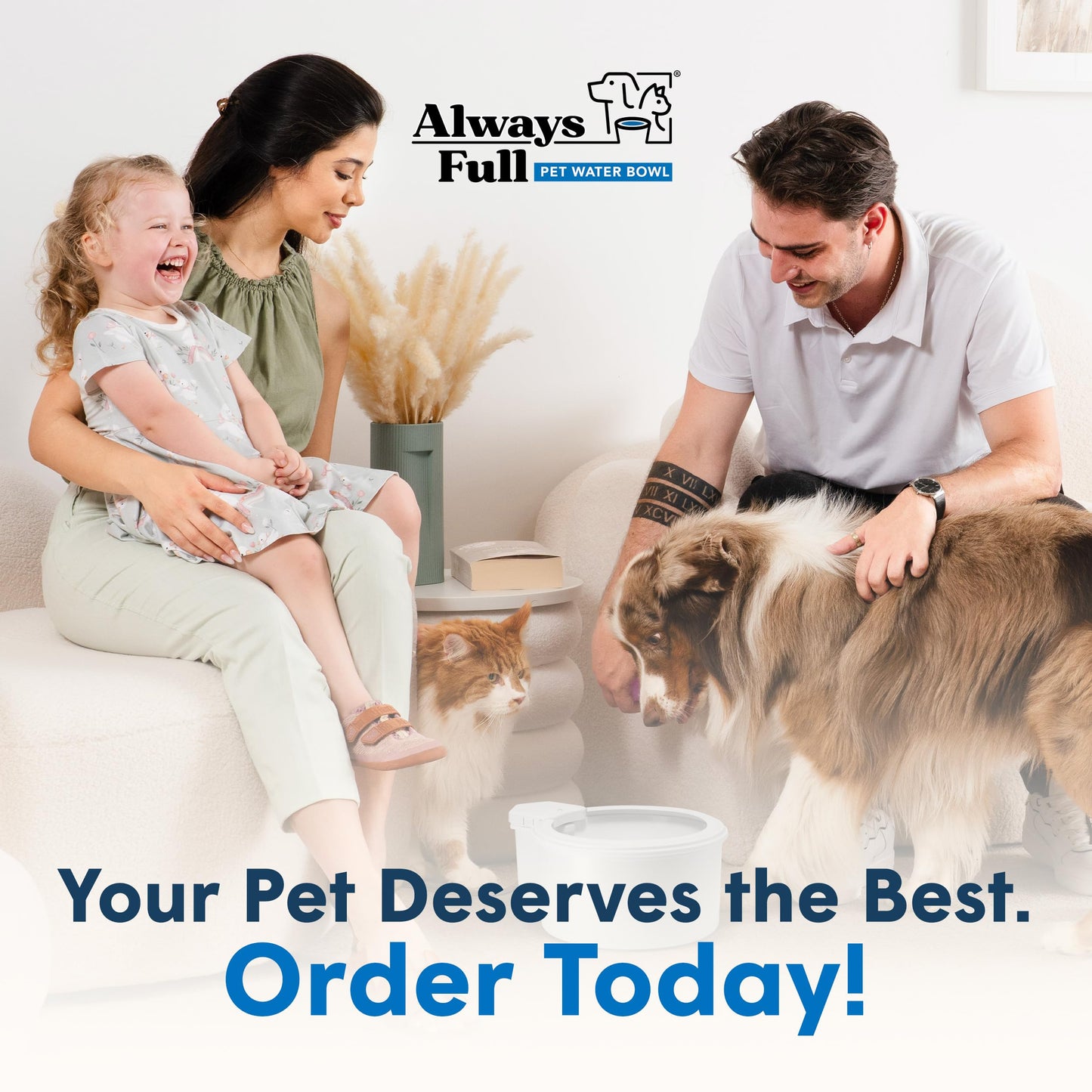 Always Full® 7” Cat Water Bowl and Bottle Pump Bundle, Self Refilling with Clean Filtered Water, App Enabled Smart Hydration Monitoring, Upgradeable System for Cats and Small Dogs
