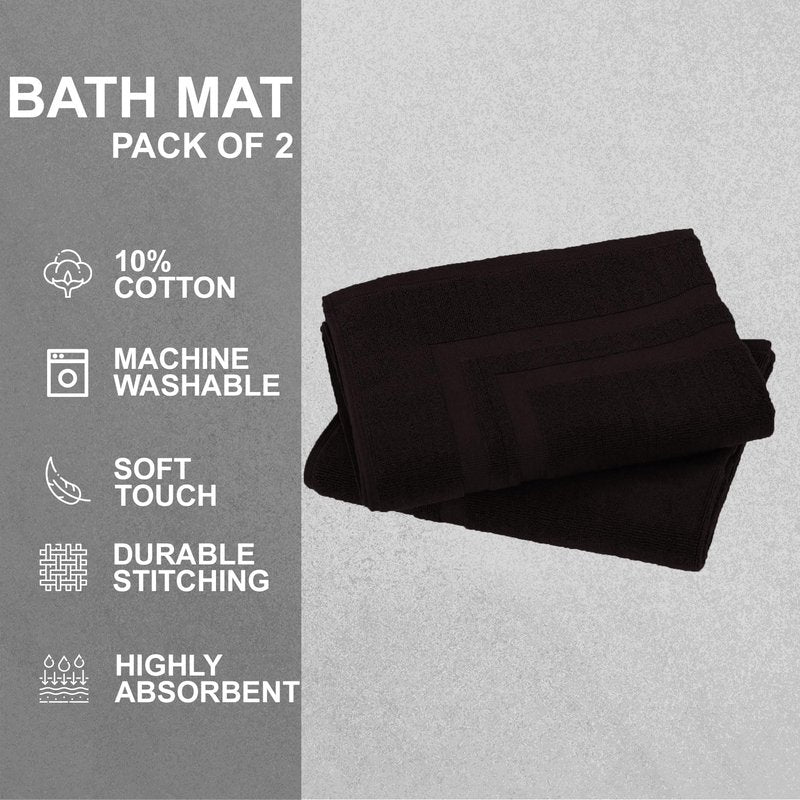 GOLD TEXTILES Premium Chocolate Brown Bath Mat - 2 Pack 22x34 Inches - Not a Bathroom Rug - 100% Ring Spun Cotton - Highly Absorbent & Non Slip Shower Bathroom Floor Mat Towel - Machine Washable