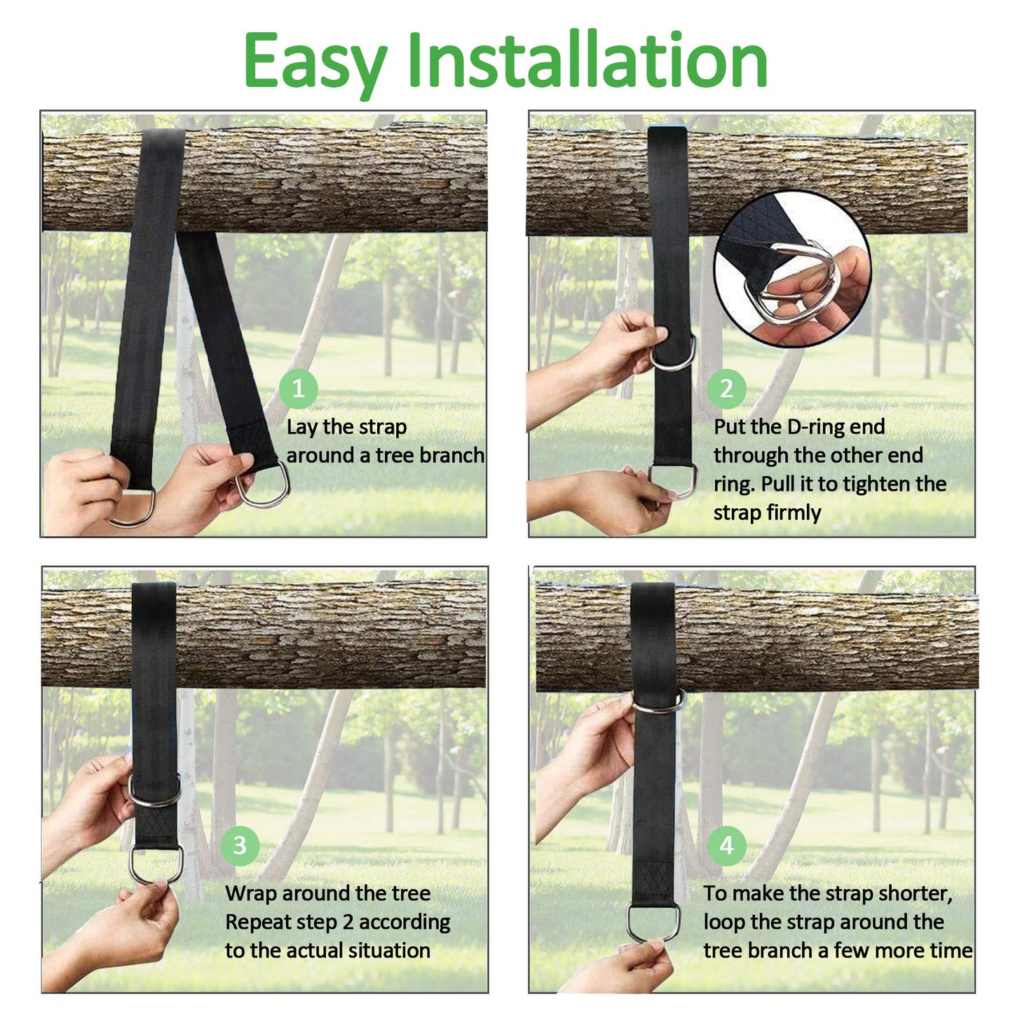 Werflyto Safe Tree Swing Hanging Straps Kit, 3FT/10FT/15FT/20FT, Heavy Duty Holds 5500LBS Extra Long Adjustable Tree Swing Straps, Easy & Fast Way to Hang Any Swing or Hammock(10 FT)