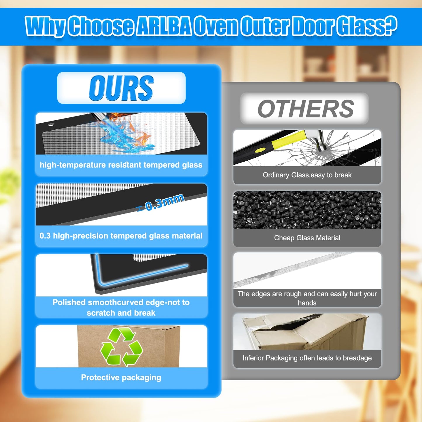 Black WPW10535776 Range Outer Door Glass Comptible with Whirlpool W10535776 3281028 AP6022733 PS11756070 EAP11756070 Electric Range Oven Outer Door Glass