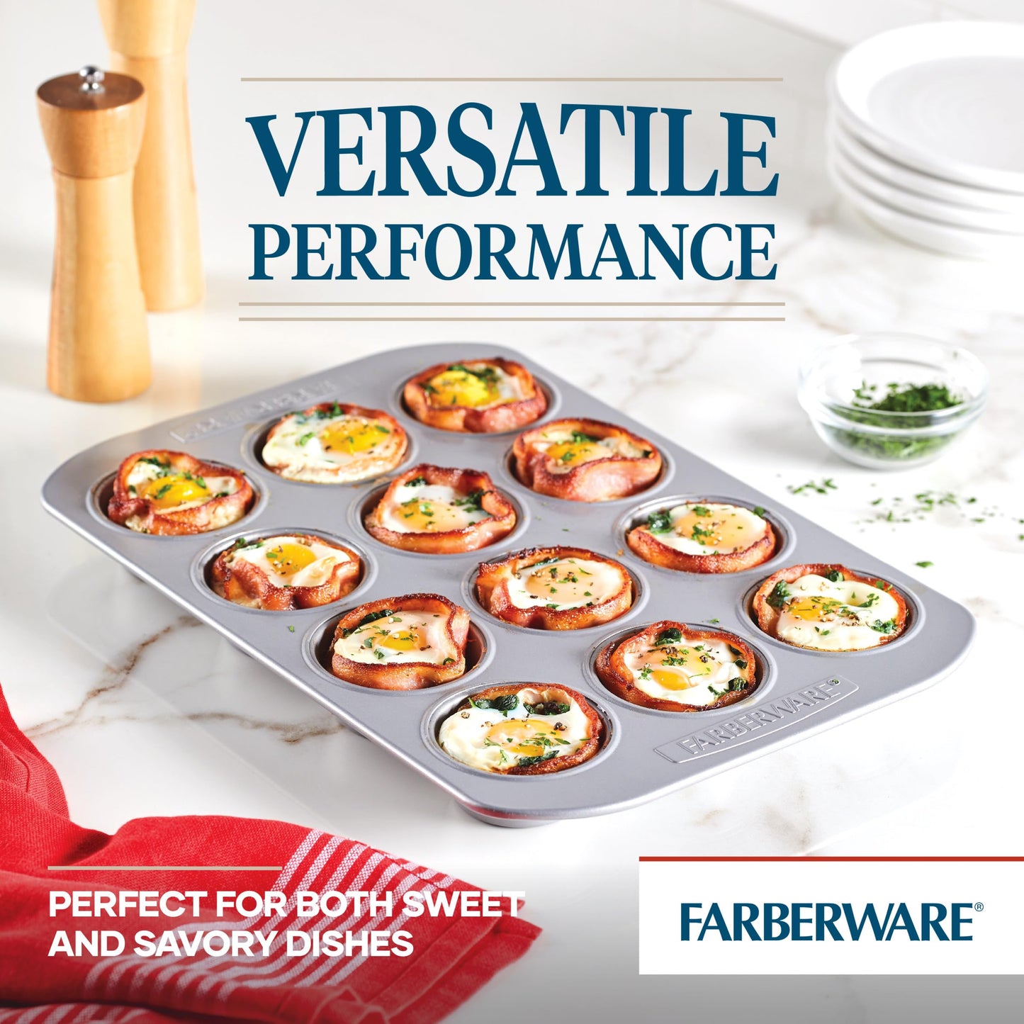 Farberware 12-c. Nonstick Nonstick Bakeware Muffin Pan, Gray