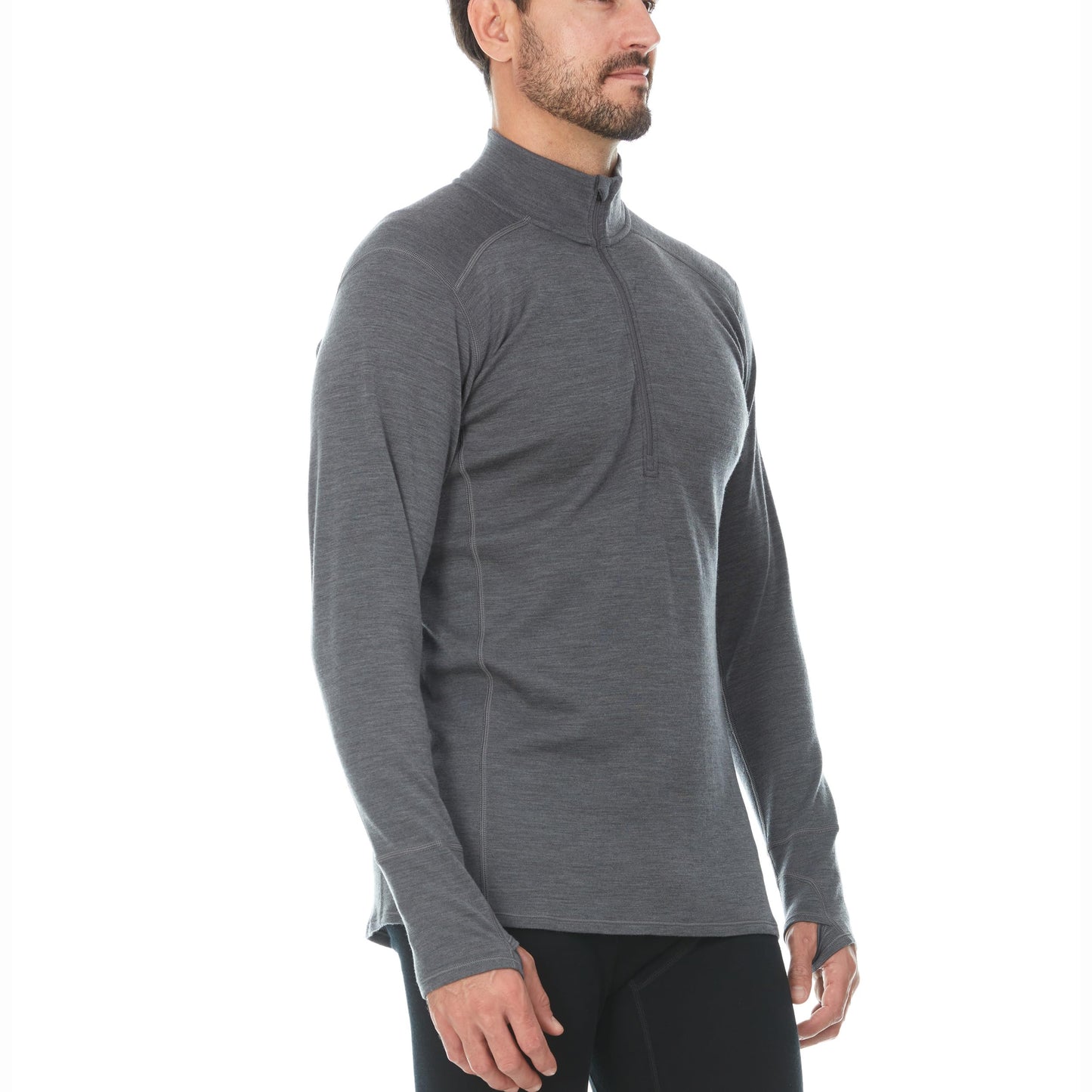 100% Merino Wool - Men’s Midweight Quarter Zip - Warm Pullover - Midlayer - Charcoal Gray - Medium