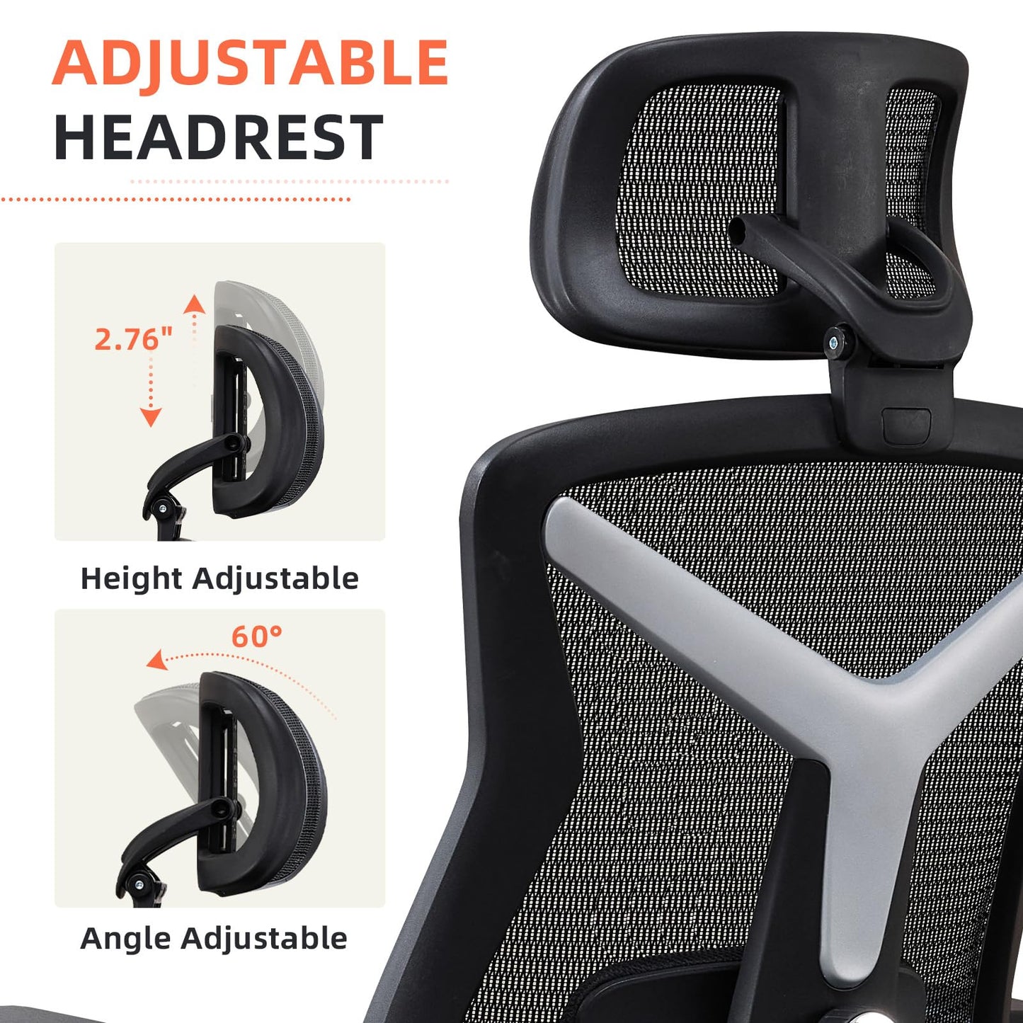 600lbs Big and Tall Office Chair with W-Shaped Seat Cushion, Ergonomic Mesh Desk Chair with Adjustable Lumbar Support, 4D Armrests for Heavy People