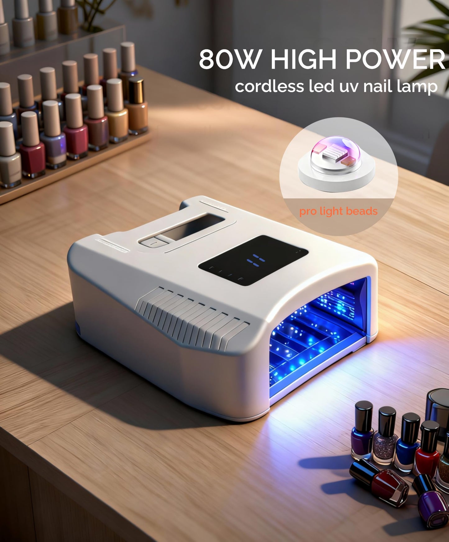 Cordless LED UV Nail Lamp, Lumcrissy Professional Fast Curing Gels Nail Dryer,2 Pcs 5200mAh Battery Set Nail Polish Curing Lamp,Portable Salon Manicure Dryer Lights for Acrylic Nail Gels (White)