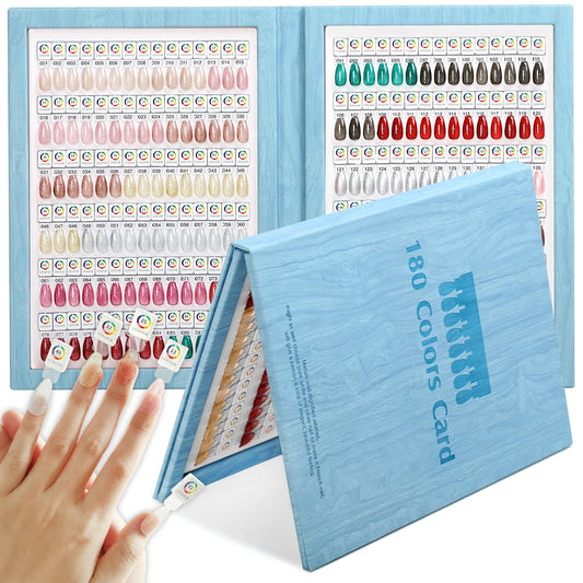 C12rtive 180 Magnetic Nail Color Book,Leather Magnetic Color Display Book with 192 Magnetic Tips & 1-180 Number Labels,Perfect for Nail Polish Nails Art Design(Blue)