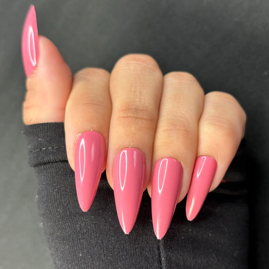 BUBBLEGUM BAE Press-On Nails by Lavaa Beauty | Long Stiletto | Pink Glossy Stiletto Nails