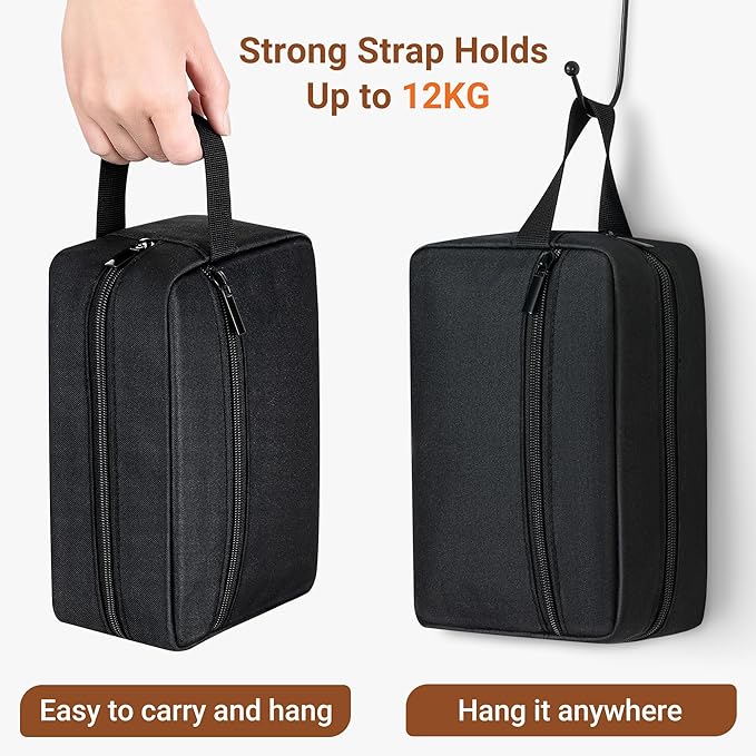 Elviros Travel Toiletry Bag for Women and Men,Lightweight Makeup Bag Hanging Dopp Kit with Shaving Compartment Cosmetic Organizer Large Tool Bag Travel Essentials,Gifts for Men(Large,Black)
