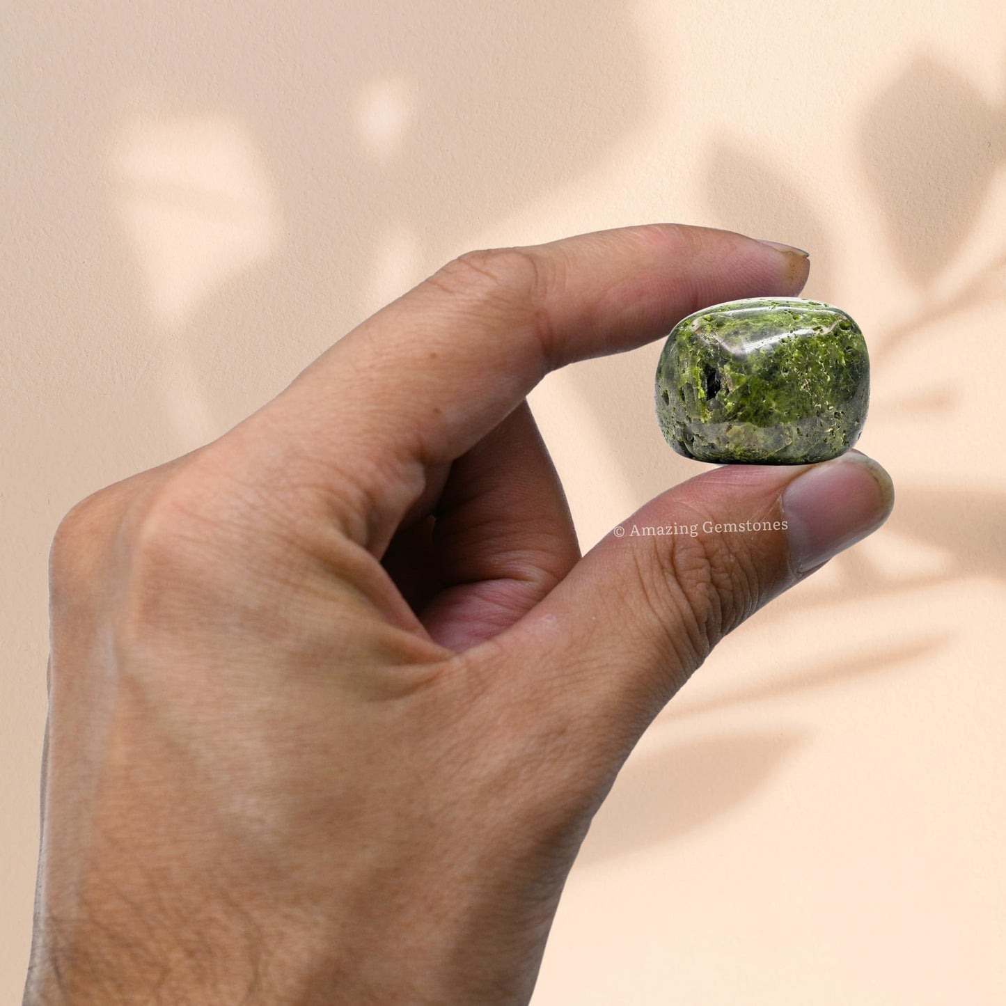 Amazing Gemstone Green Tourmaline with Matrix Crystal Tumbled Stones Polished Rocks - Natural Gem Stones for Healing - DIY Crystals for Protection (1 Piece)