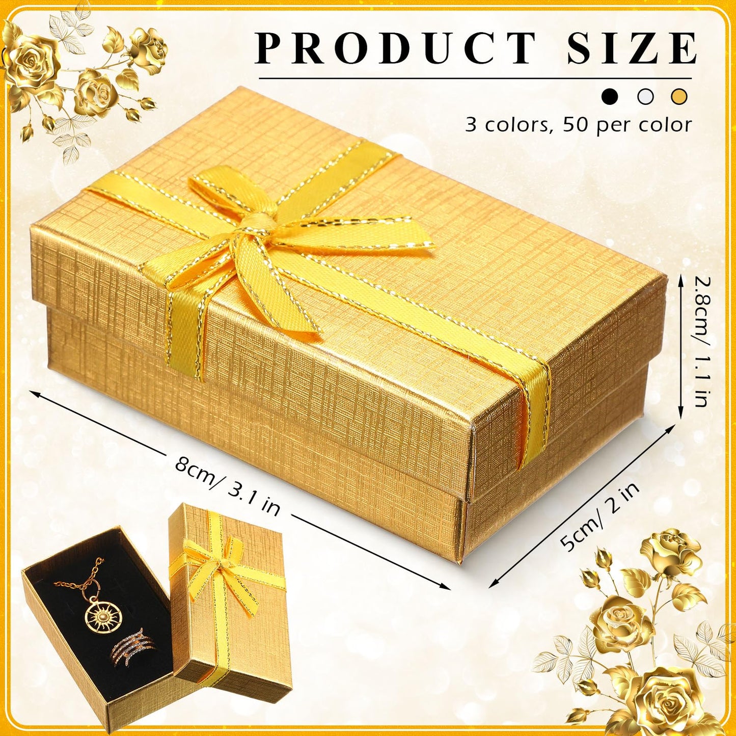 Bucherry 120 Pcs Jewelry Boxes Small Gift Boxes Bulk Cardboard Jewelry Gift Box with Bow for Ring Necklaces Earring Bracelet