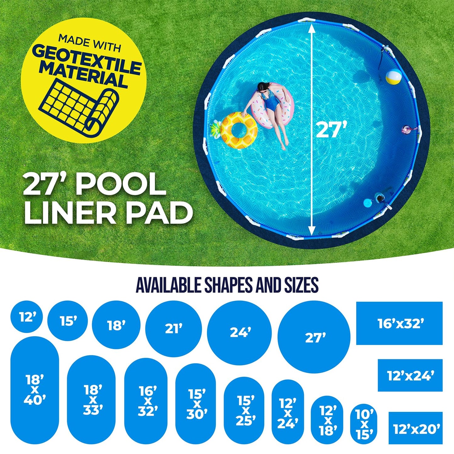 Shop Square 27-Foot Pool Liner Pad for Above Ground Pools - Under Padding, Above Ground Pad, Puncture Protection, Extend Liner Life, Durable Geotextile Material