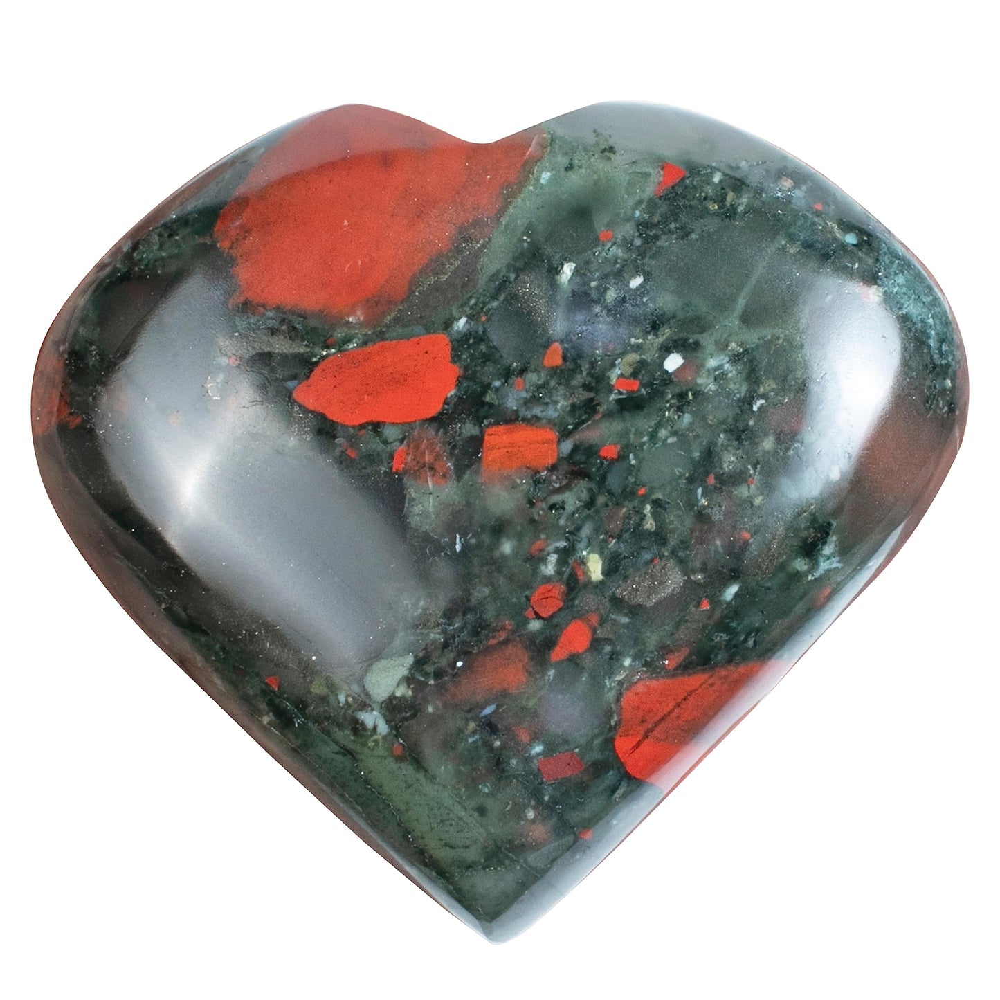 Crocon 50mm African Bloodstone Heart Stone Big Heart Shape Puff Stones Set 450+ Carats Pocket Crystal Healing Tumble Collection Palm Worry Stone Good Luck Charm Meditation Gift Craft Home Decor