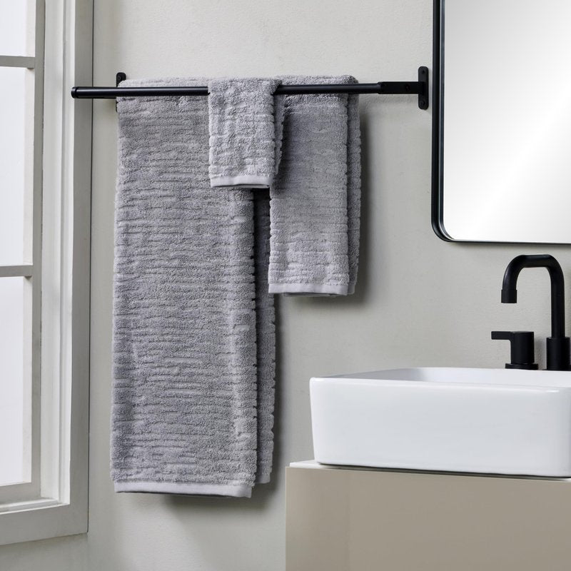 SKL Home CloudSoft 100% Cotton Luxury 6-Piece Towel Set, 600 GSM, Ultra Plush & Absorbent - 2 Bath Towels, 2 Hand Towels, 2 Washcloths, Gray