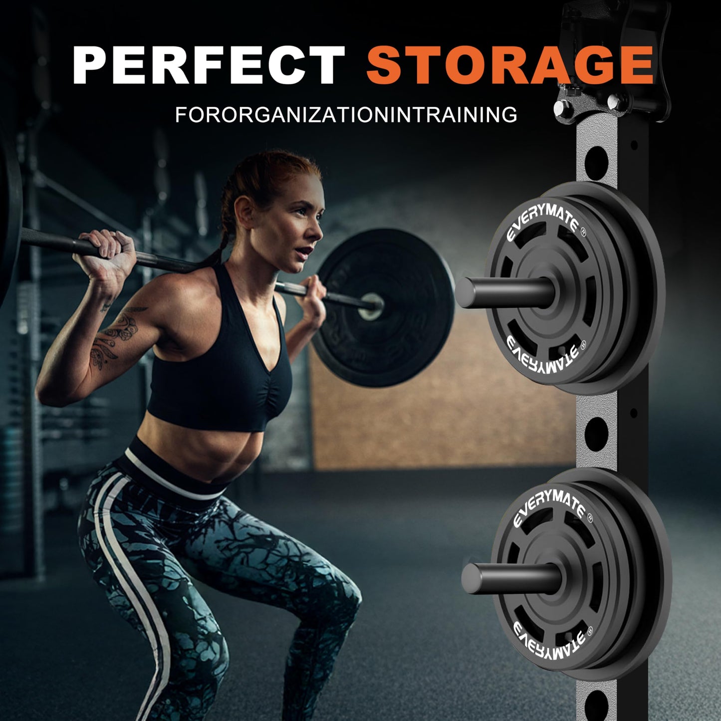 EVERYMATE Weight Plate Holder, Weight Plate Storage Rack, Fitness Squat Rack Attachments, For Power Rack 2x2-3x2,Fit 2" Weight Plates"
