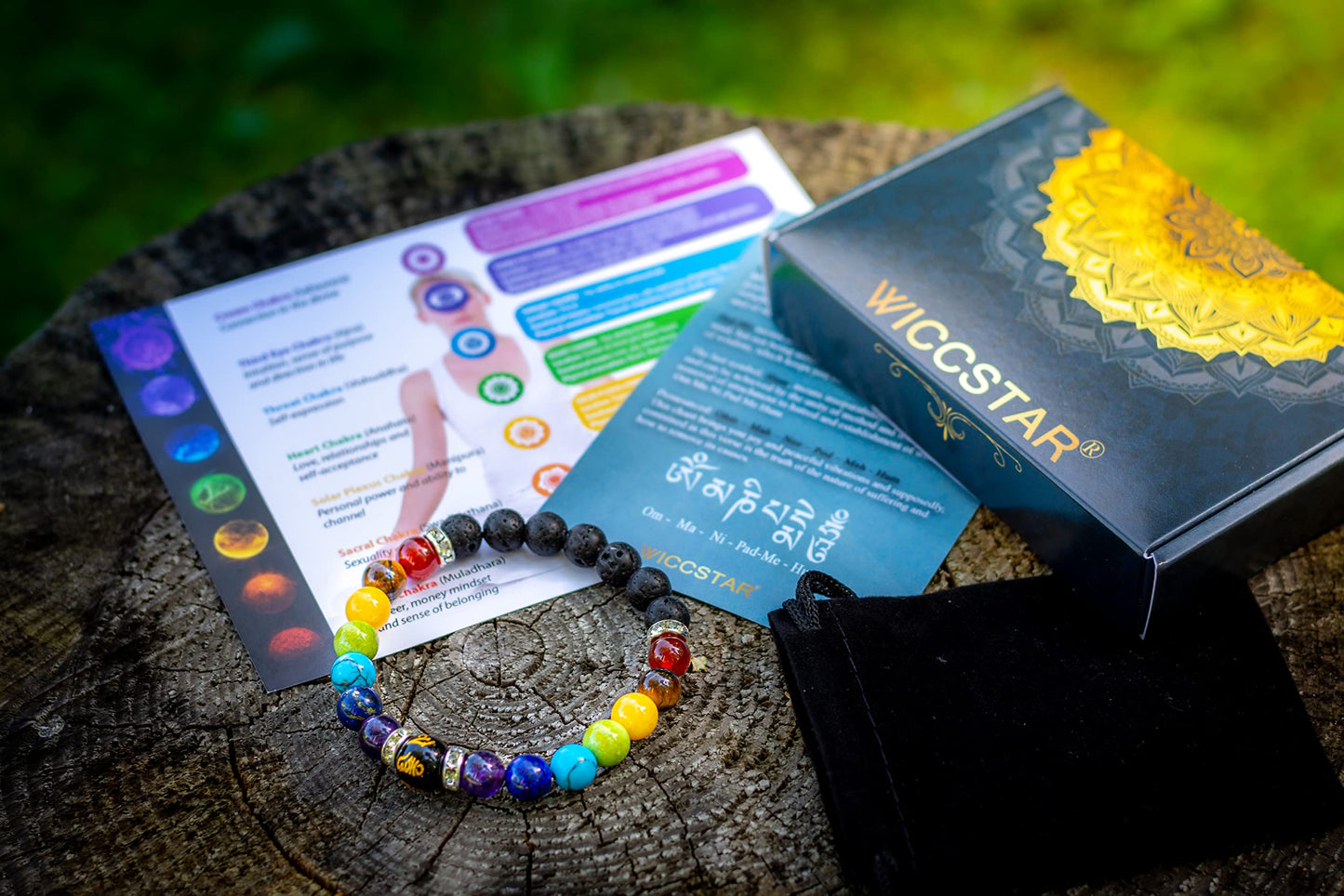 WICCSTAR Chakra Bracelet For Women. Healing Crystals For anxiety relief and Aromatherapy