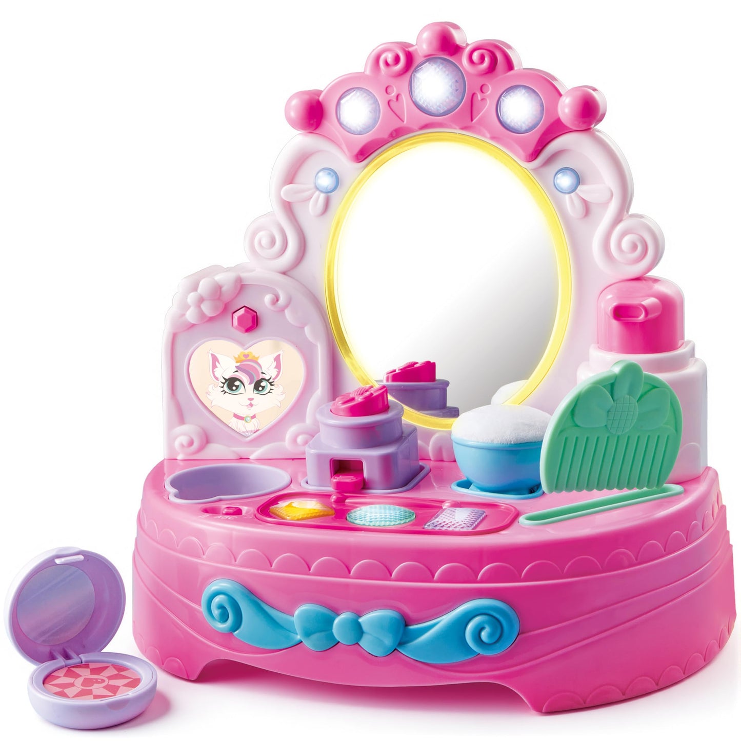 lalalark Toddler Vanity & Baby Vanity Mirror Toy, Interactive Pretend Vanity Set with 40+ Sounds and Music, Learn Musical Mirror Toy, Birthday Gift for 6 Months+ 1 2 3 Year Old Kids Girls