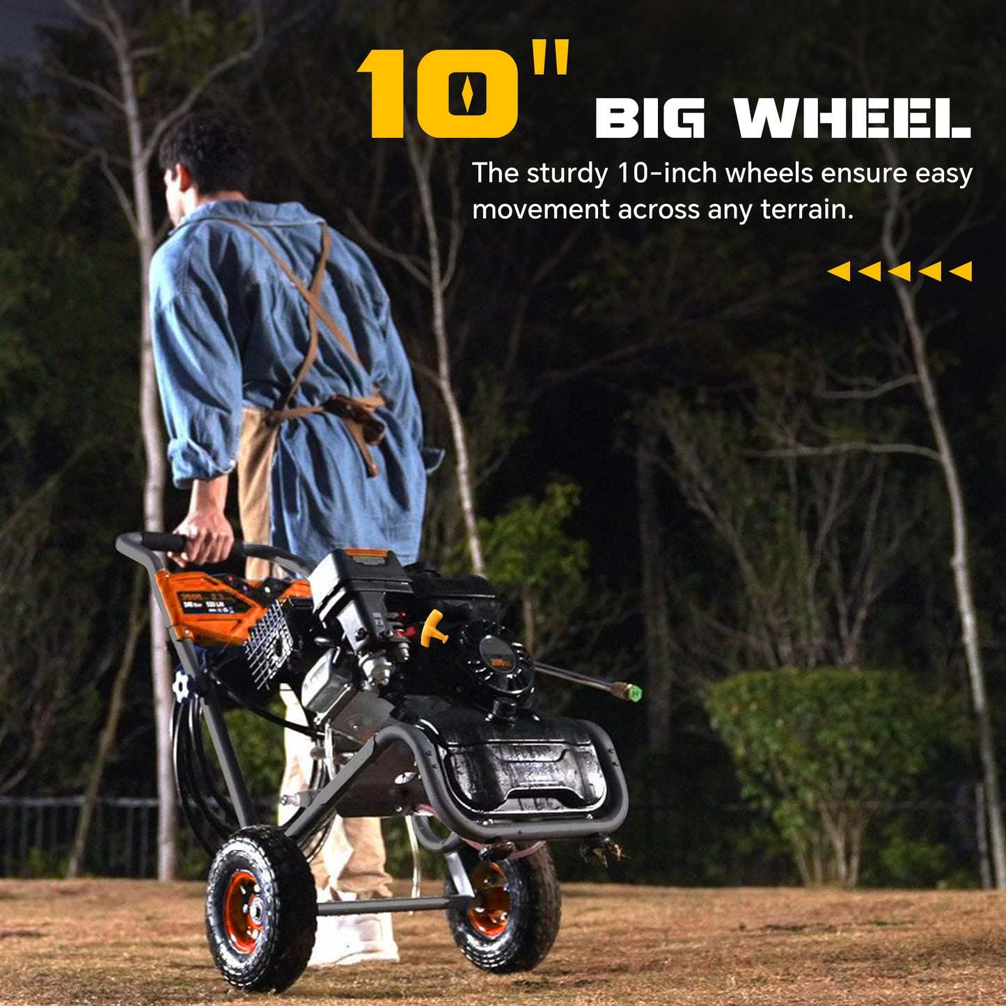 AidBuilt 3500 PSI Gas Pressure Washer, 2.3 GPM High Power Washer with 209CC Engine, 25FT Hose, 4 Quick-Connect Nozzles, for Cleaning Walls, Vehicles, Gardens, Driveways, Concrete(Orange)