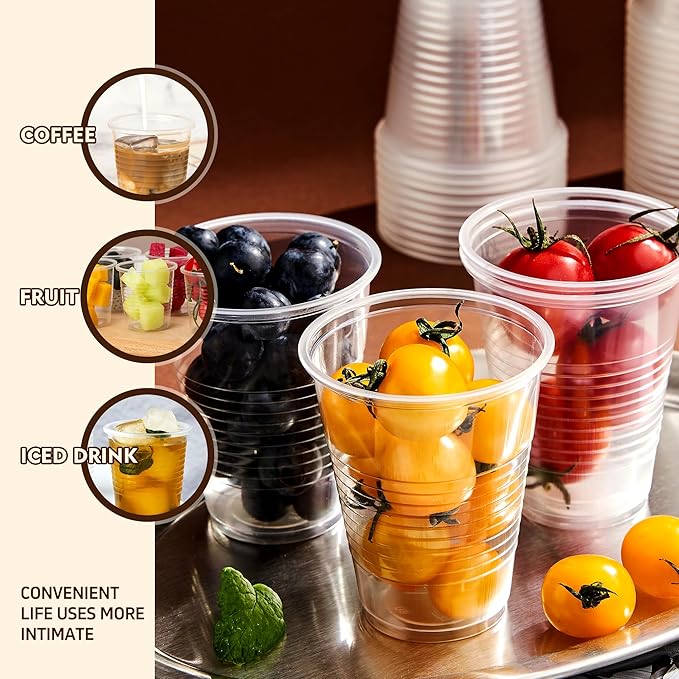 YEEHAW 9 oz Plastic Cups, 500 Pack - Clear Disposable Drinking Water Cups for Cold Beverages, Clear Plastic Cups for Drinking, Ideal for Party