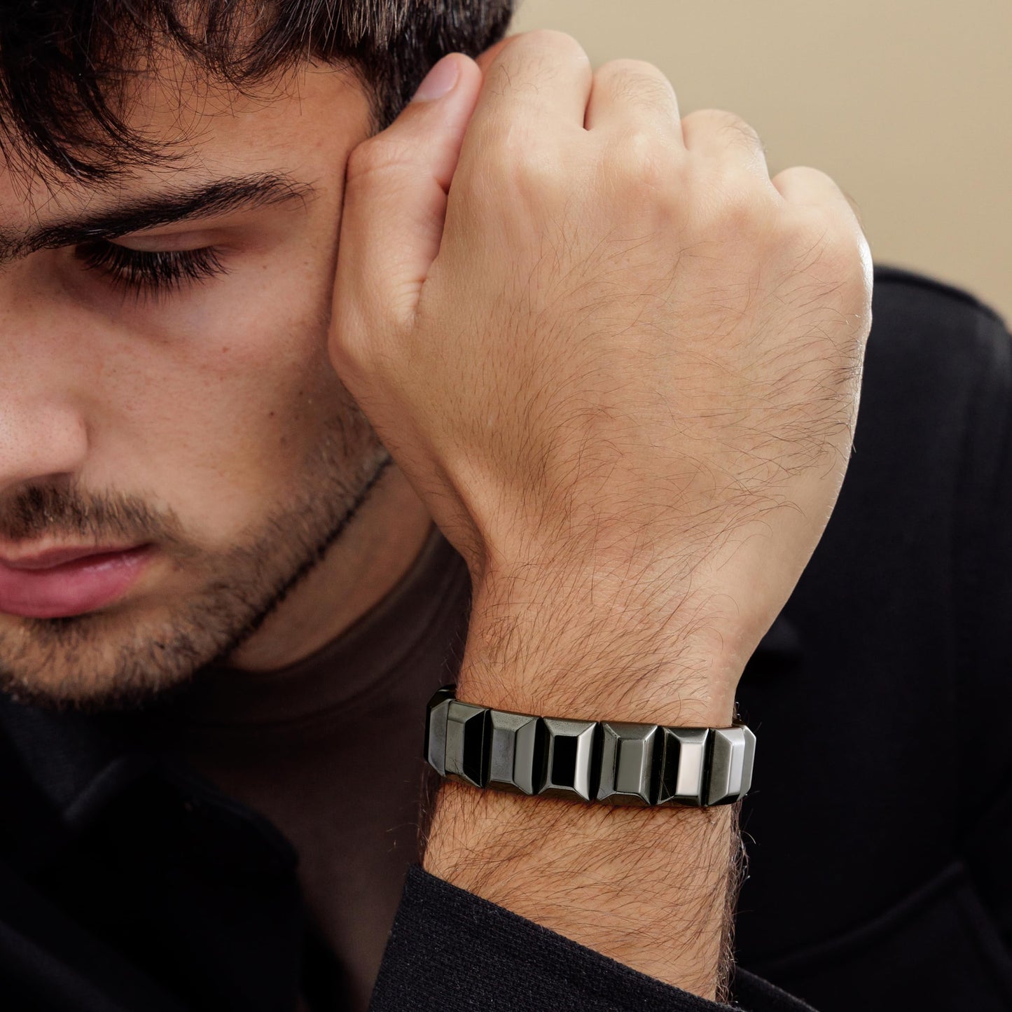 DONYUDE Fathers Day Bracelets Gifts for Stepdad Hematite Bracelet for Men Stepdad Gifts from Daughter Son Hematite Grounding Bracelet Reignite Masculine Energy Birthday Motivational Gift Jewelry