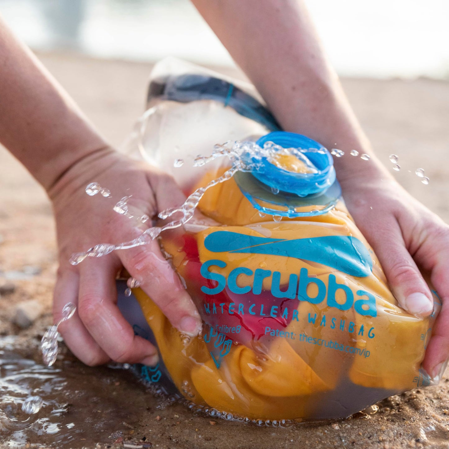 Scrubba Waterclear Wash Bag Portable Washing Machine - New Water Inlet/Outlet for easy rinsing - Manual Portable Washer for Travel, Camping, Laundry, Baby Clothes - Travel Essentials, Gift - 6.9 oz