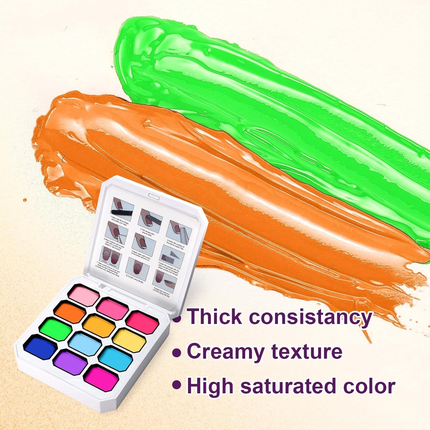 U-Shinein 24 Colors Gradient Nail Gel Palette Set, Hema ＆ TPO Free Bright Nude White Pink Blue Ombre Gel Nail for Pigment Painting Pat Nails Gel Kit, Perfect with Salon Pro DIY Home Nail Art