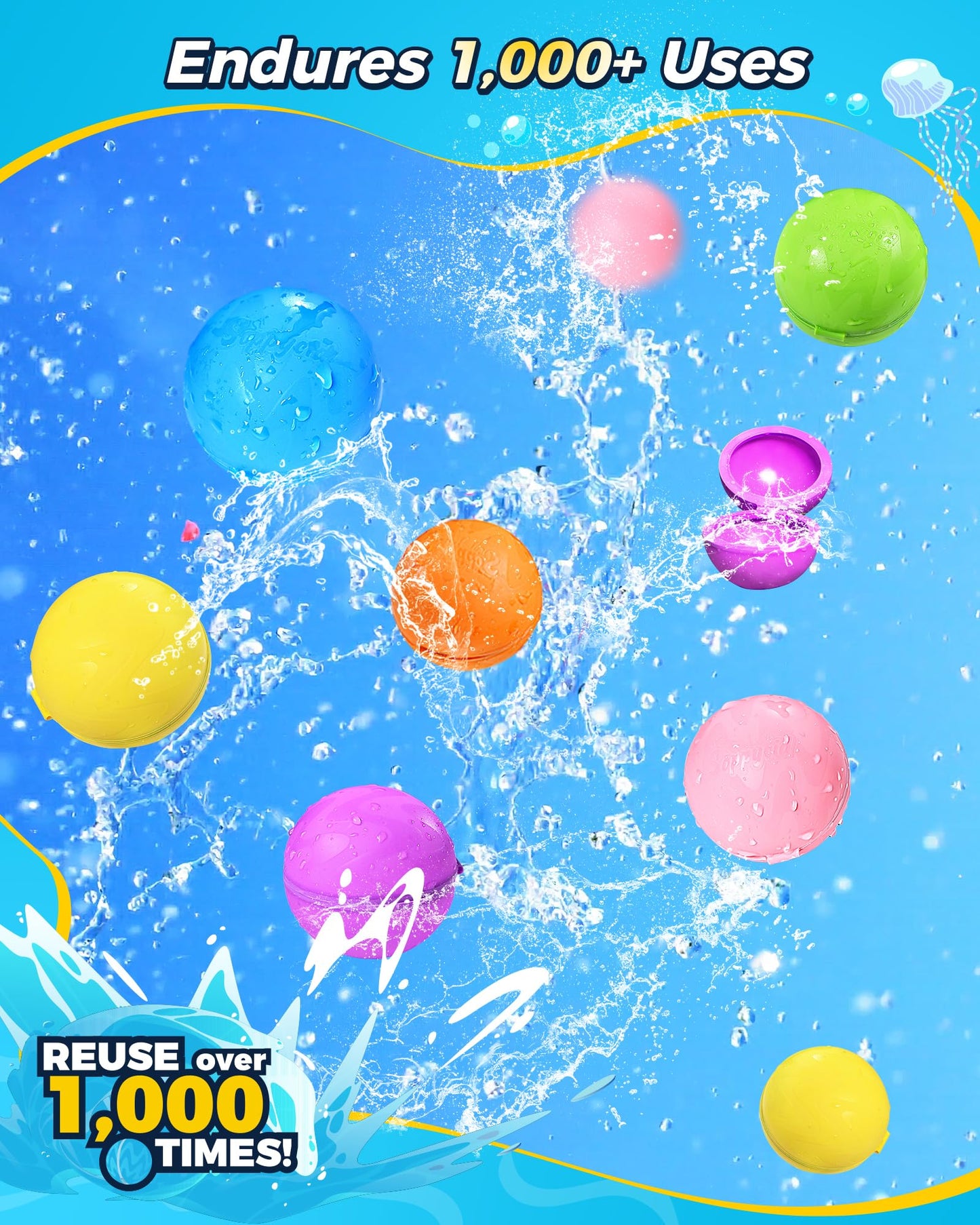 Reusable Water Balloons 24PCS - Summer Water Toys for Pool Beach & Outdoor, Self-Sealing Refillable Water Bombs for Kids Ages 3-14, Magnetic Splash Balls for Kids Fun Games & Activities