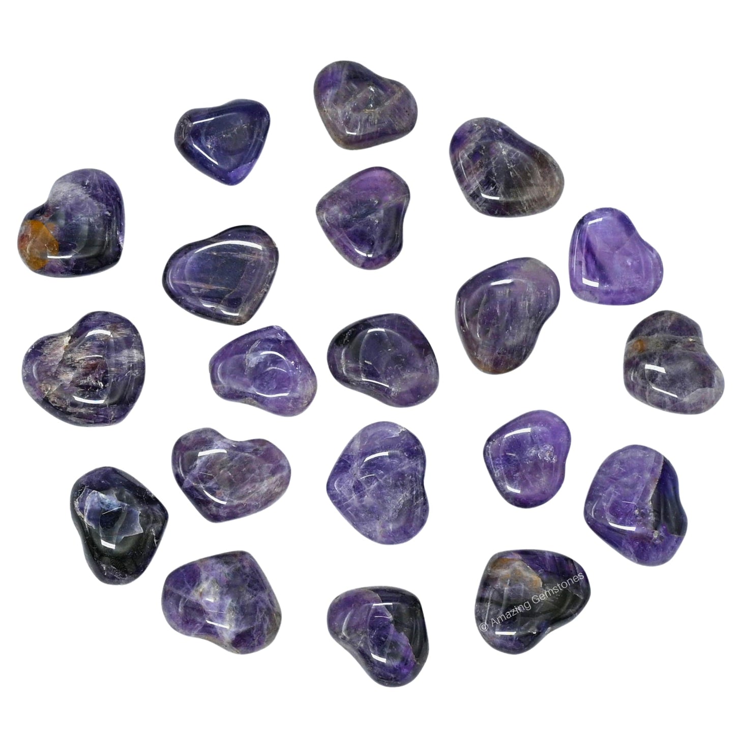 Amazing Gemstone Amethyst Stone Heart - Pack of 10 Crystal Heart Stones Rocks - Corazones De Piedra Crystals and Healing Stones Heart Shaped Crystal - Stocking Stuffers Gifts