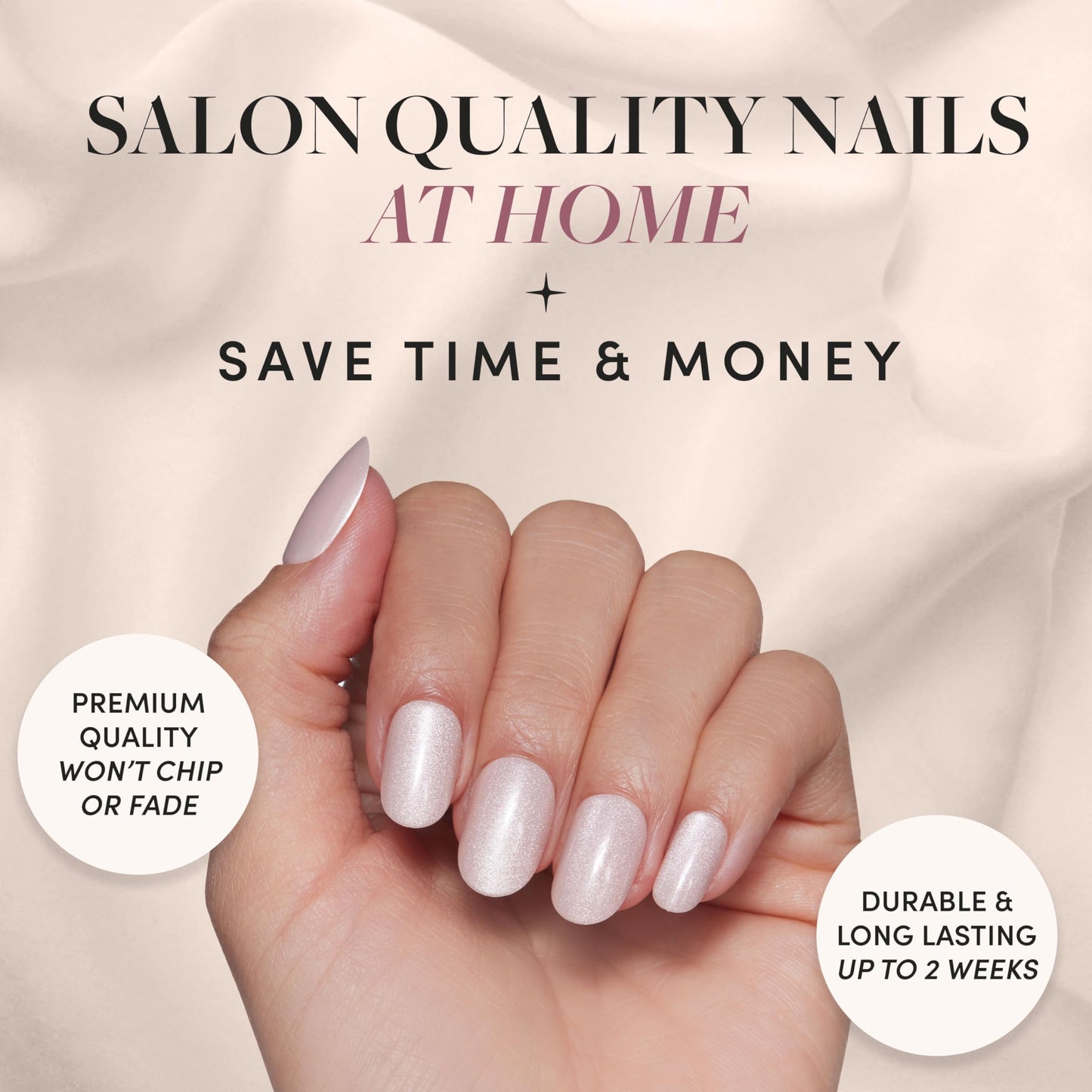 Glamnetic Press On Nails & Brush On Nail Glue Bundle - Pure Intentions | Glossy, Iridescent Short Round Nails, Reusable | 12 Sizes - 30 Nail Kit with Glue