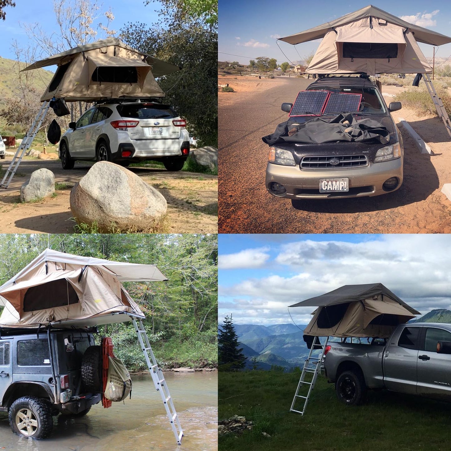 TopAutoGear Rooftop Tent for SUV & Truck Camping, Soft Shell Roof Top Tent, Quick-Setup Design with Telescopic Ladder and LED Lighting for 2-3 Person Family Adventures