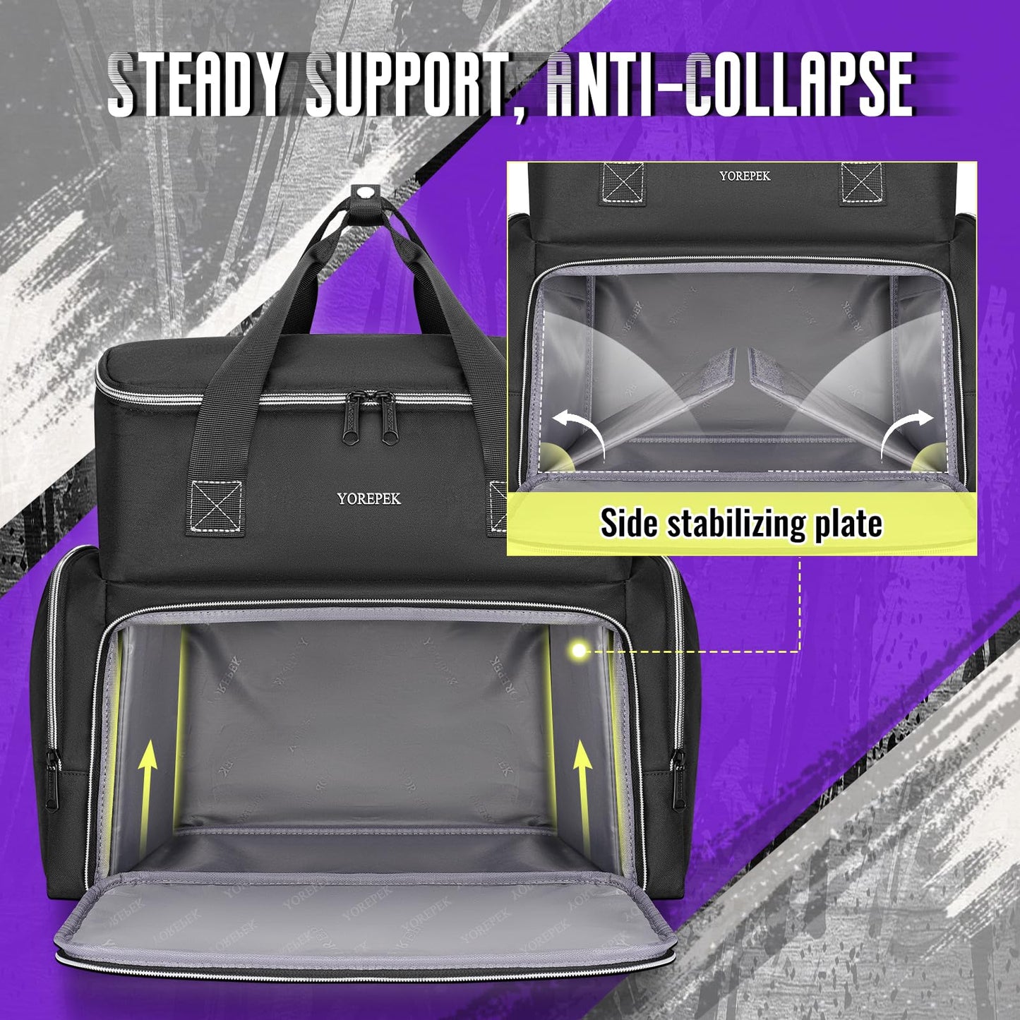 YOREPEK Tattoo Travel Case, Waterproof Tattoo Bag with 2 Removable Organizer Pouches, Adjustable Dividers, Tattoo Carrying Case for Equipment, Supplies, Stencil Printer, Artist Gifts