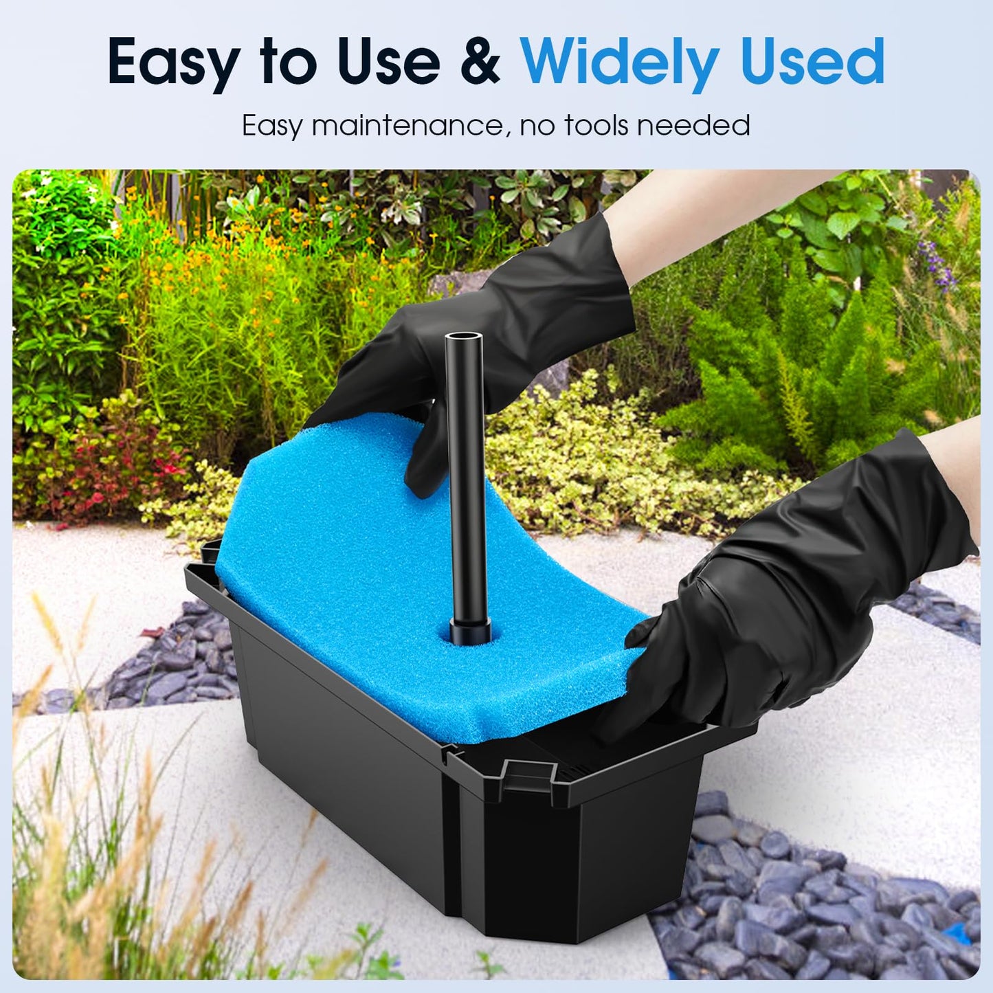 POPOSOAP 55W Solar Fountain Pump with Pond Filter Box, Solar Pond Pump 580GPH Adjustable Flow, Pond Filters for Outdoor Ponds Fish Tank Pool Waterfall Koi Pond Water Features