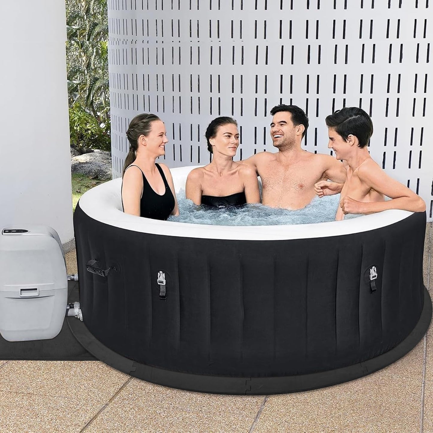 GOOFCXO 77" Round Hot Tub Mat for Inflatable Tub, 1/2" Extra Thick Hot Tub Pad Foundation Non-Slip EVA Foam Padding for Outdoor Hot Tubs Pool Spa Pad Game Camping Mat, Easy Clean