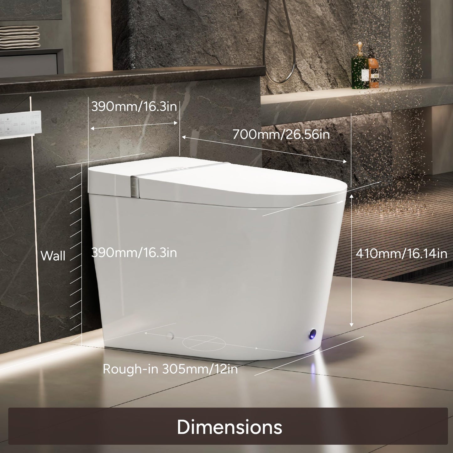 Casta Diva Smart Toilet, Wider Bidet with Heated Seat, Auto Open/Close, Warm Water, Foot Sensor Auto Flushing, Modern Japanese Toilet for Bathroom with Remote Control 1.28GPF(CD-K010)
